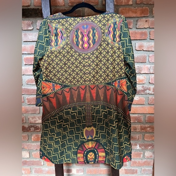 Soft Surroundings Anjali 3/4 sleeve green pattern tunic top EUC size medium - Picture 5 of 5